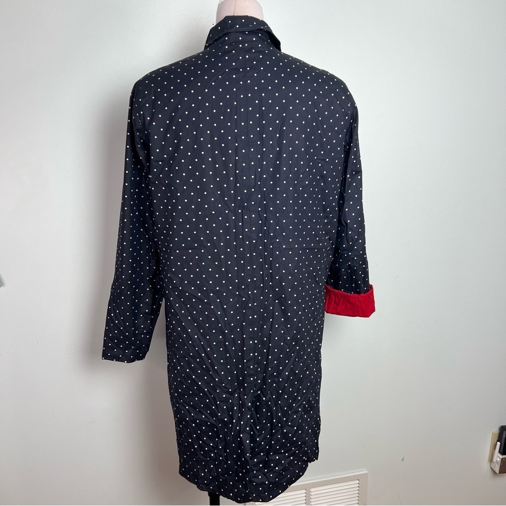 Lauren Ralph Lauren Navy Polka Dot Trench Coat with Red Lining - Picture 15 of 17